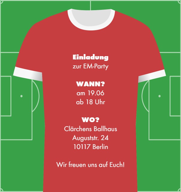 Online Einladungskarte mit Fussball Trikot Österreichs