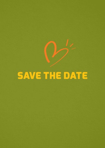 Save the date card with fun illustrated heart. Green.