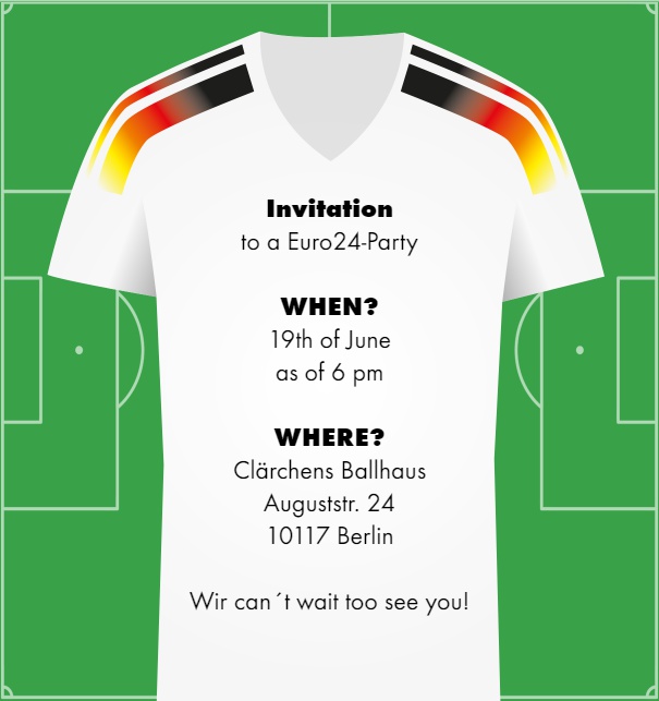 Online Invitation card with German Soccer Jersey