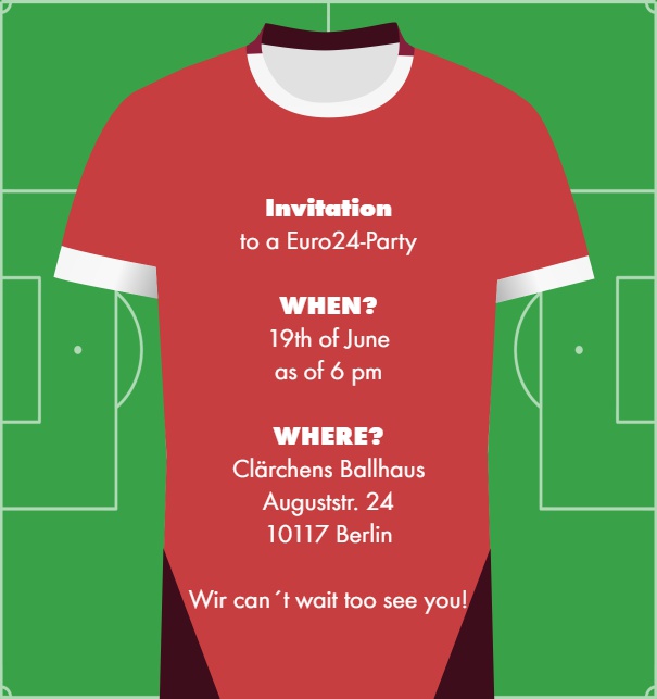 Online Invitation card with Swiss Soccer Jersey