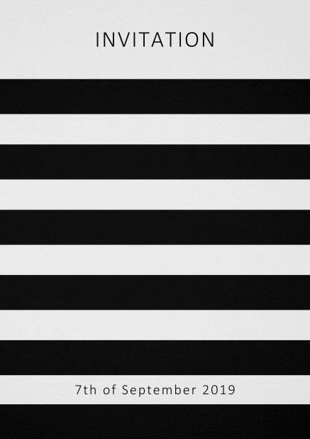 Invitation card with black stripes in the color of your choice. Grey.
