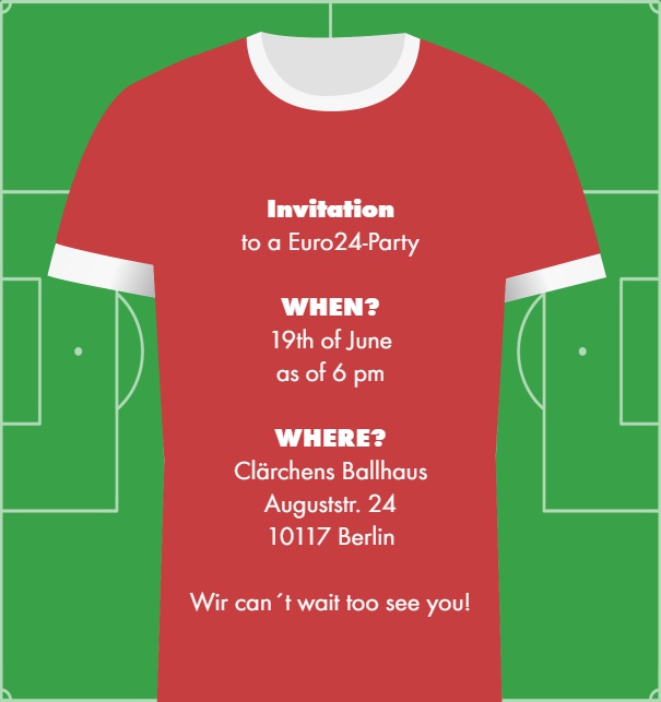 Online Invitation card with Austrian Soccer Jersey