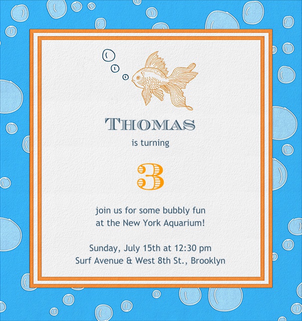 High format white Children's Birthday Party Invitation with nautical theme.
