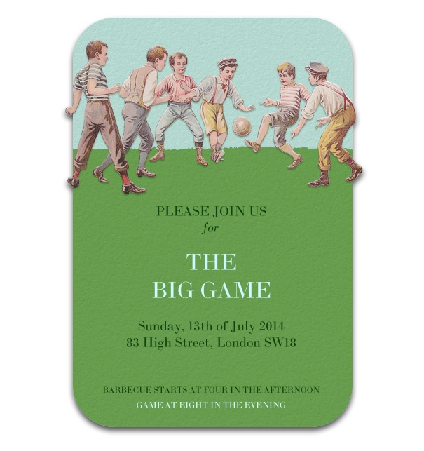 Vintage sports invitation for the world cup with kids playing soccer