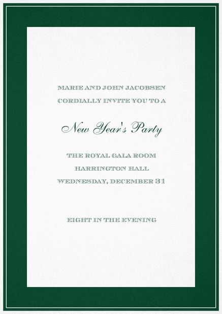 Invitation card with thick frame. Green.