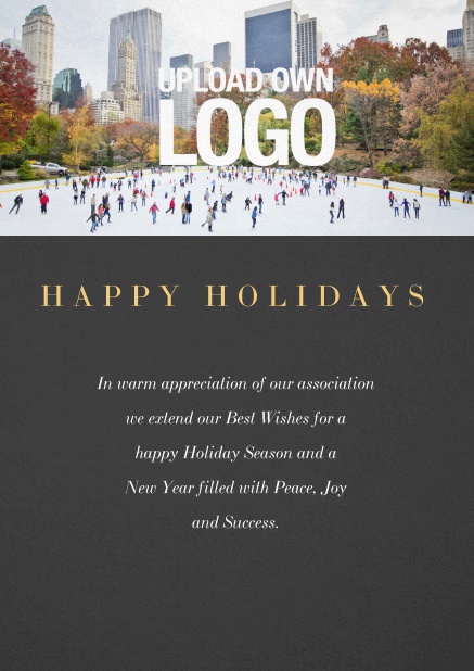 Corporate Christmas card with photo field and own logo option. Black.