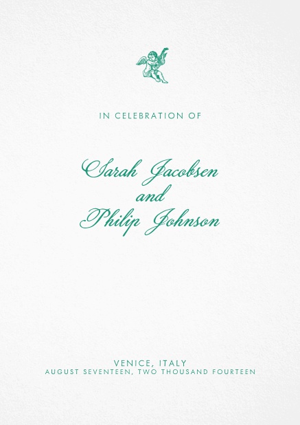 Hochzeitsmenükarte mit roten Zeichnungen und editierbarem Text. Grün.