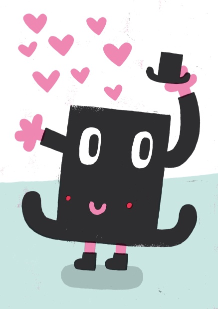 Online card with hearts coming out of a hat.