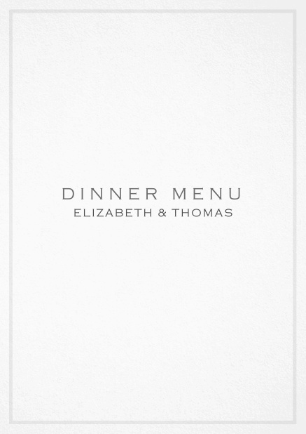 Menu card Eton with classic single outer line. Grey.