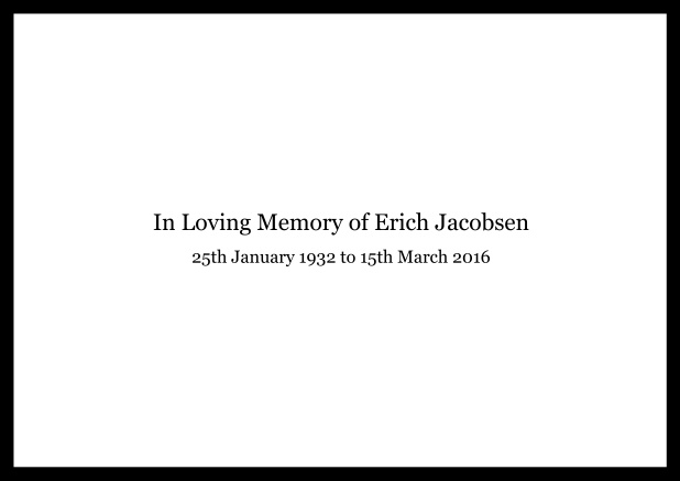 Online Classic Memorial invitation card with black frame and famous quote. Black.