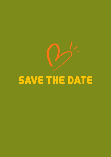 Online Save the date card with fun illustrated heart. Green.