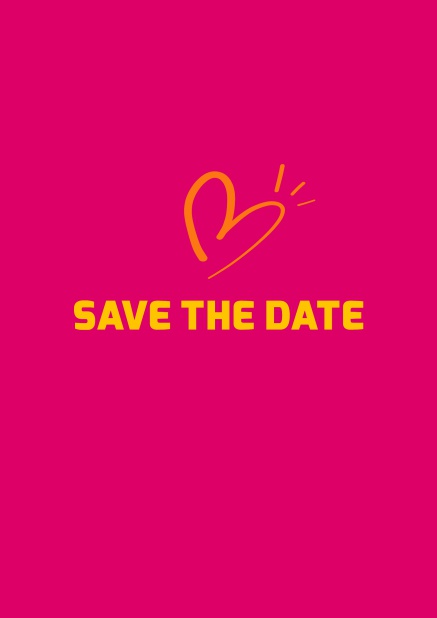 Online Save the date card with fun illustrated heart. Pink.