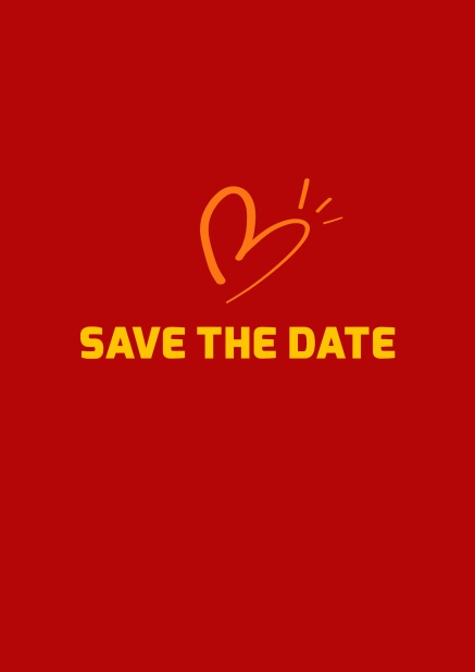 Online Save the date card with fun illustrated heart. Red.