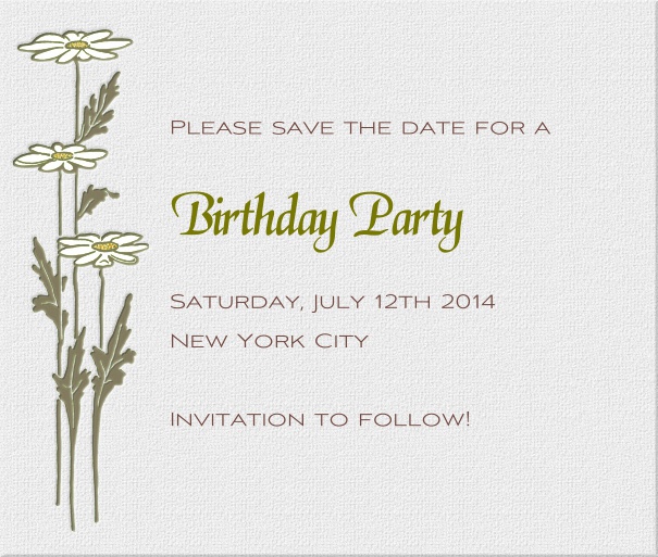 Grey Modern Engagement Save the Date Card with Daisies.