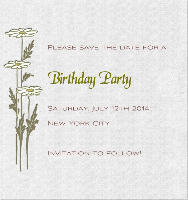 High Grey Modern Engagement Save the Date Card with Daisies.