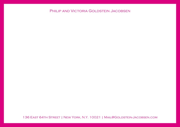 White online correspondence card with green frame and name with address.