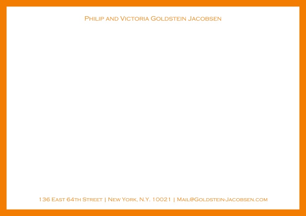 White online correspondence card with green frame and name with address. Yellow.