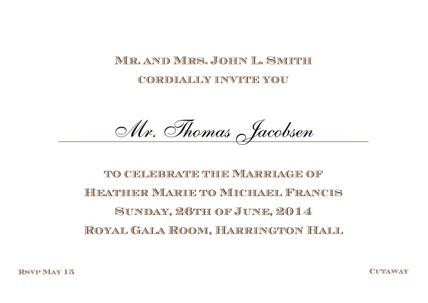 Online Classic invitation card with editable text in different colors. Brown.