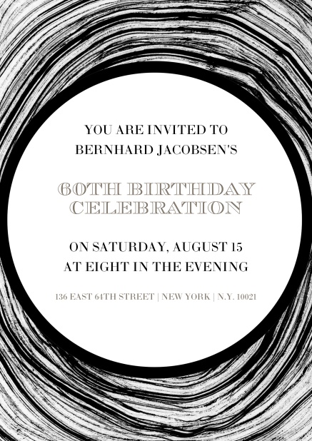 Online invitation in circles for 60th birthday.