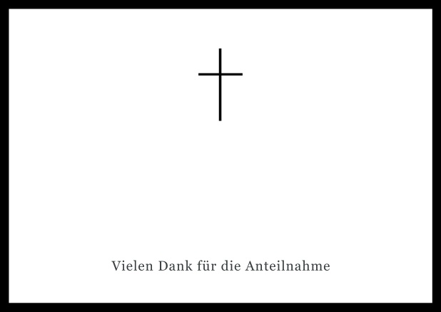 Online Trauer-Danksagungskarte mit Kreuz und Rahmen in schwarz oder gedeckten Farben. Schwarz.