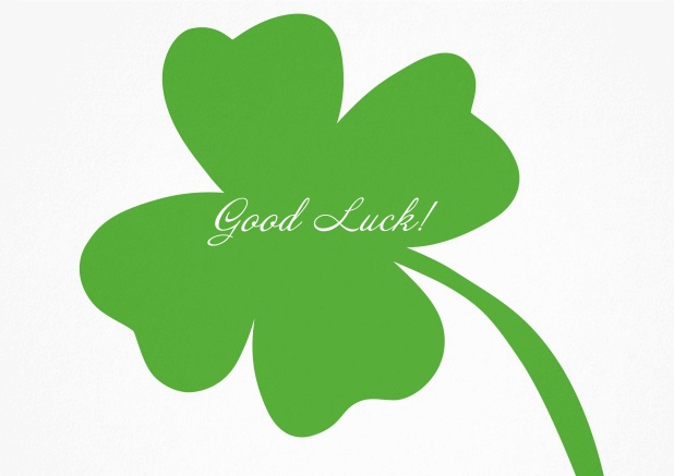 Good Luck wünschen mit dieser netten Karte mit einem grünem Kleeblatt