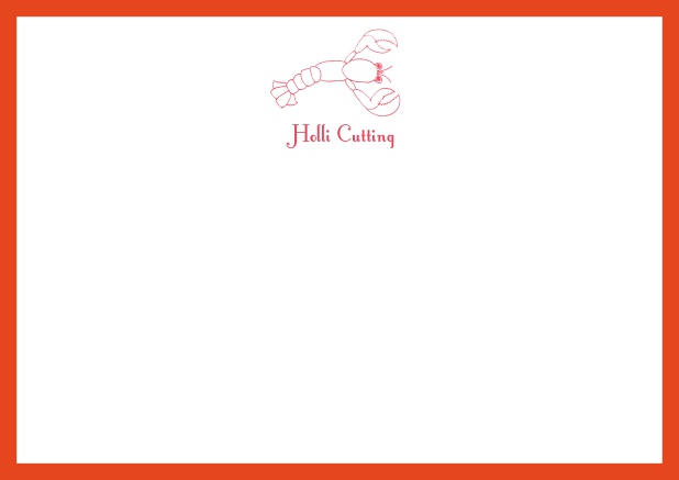 Individuell anpassbare online Briefkarte mit illustriertem Hummer und Rahmen in verschiedenen Farben. Rot.