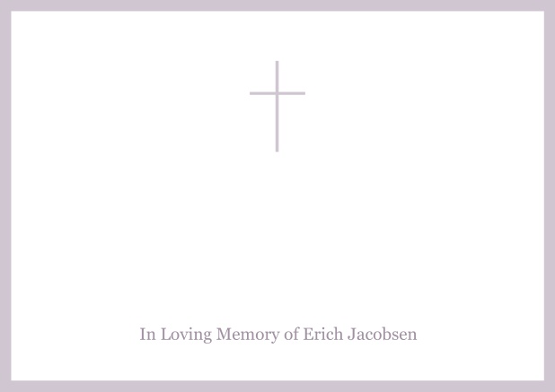 Online Classic Memorial invitation card with black frame and Cross in the middle. Purple.