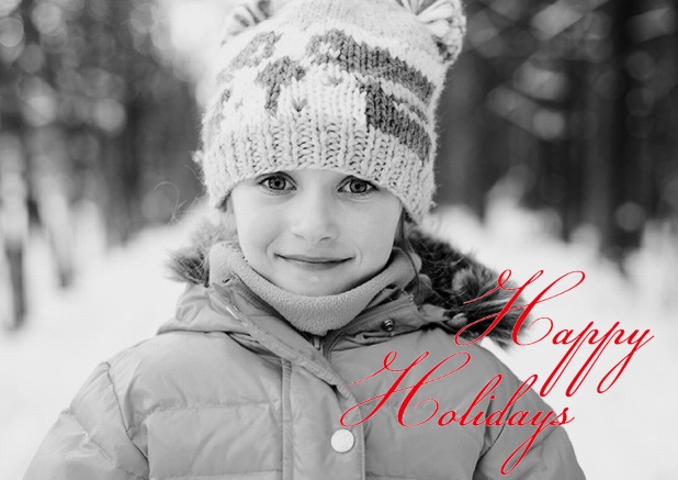 Online Holiday photo card with Happy Holiday text. Red.