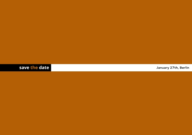 minimalistisch gestaltete save the date Karte Orange.