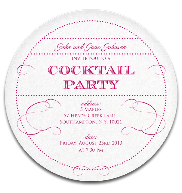 Runde Einladungskarte für Cocktailparties oder andere Abendveranstaltungen.