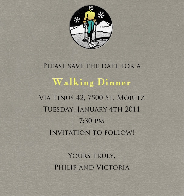 High Grey Sport Themed Save the Date Card with Skier.