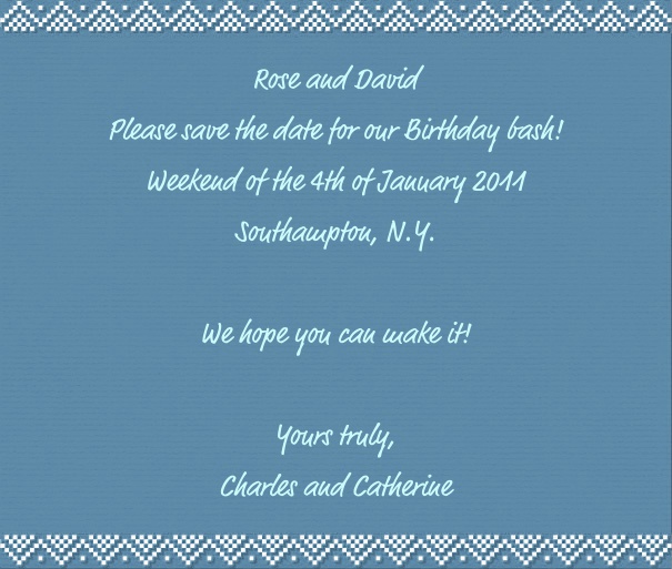 Dark Blue Winter Themed Seasonal Save the Date Card with Huts. .