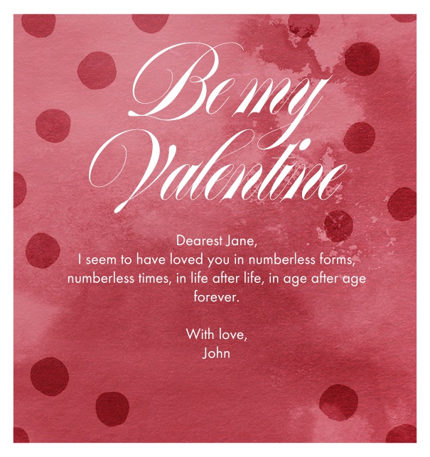 Valentine's day themed Love Letter card online in red with dots and Valentines Theme.