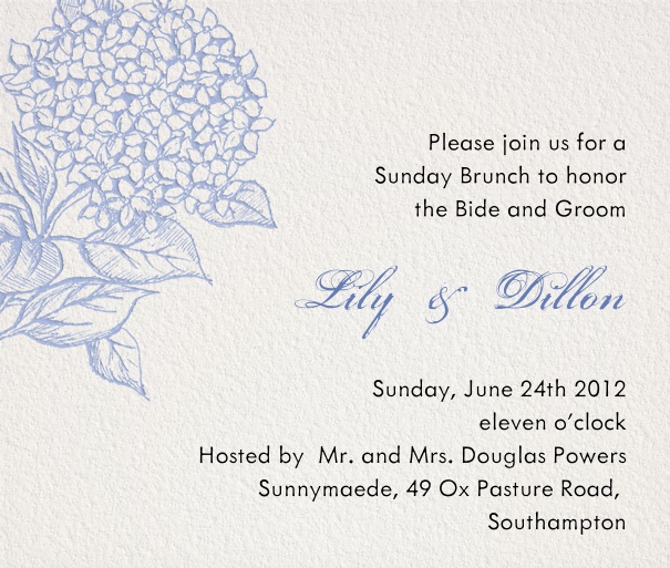Spring themed Brunch and Wedding Invitation with floral motif.