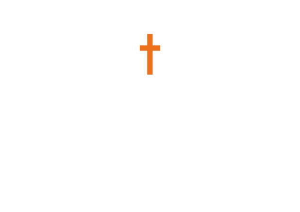 Online Confirmation invitation card with customizable color and Christian Cross on front. Orange.