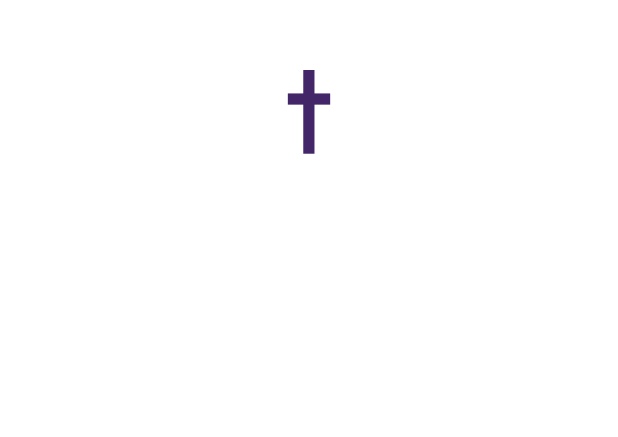 Online Confirmation invitation card with customizable color and Christian Cross on front. Purple.