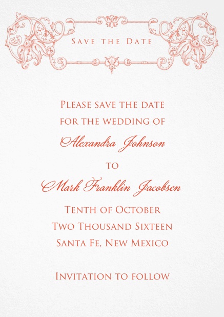 Classic paper wedding save the date card design.