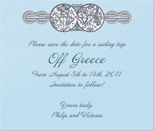 Light Blue Sport Themed Save the Date Card with antique Globe.