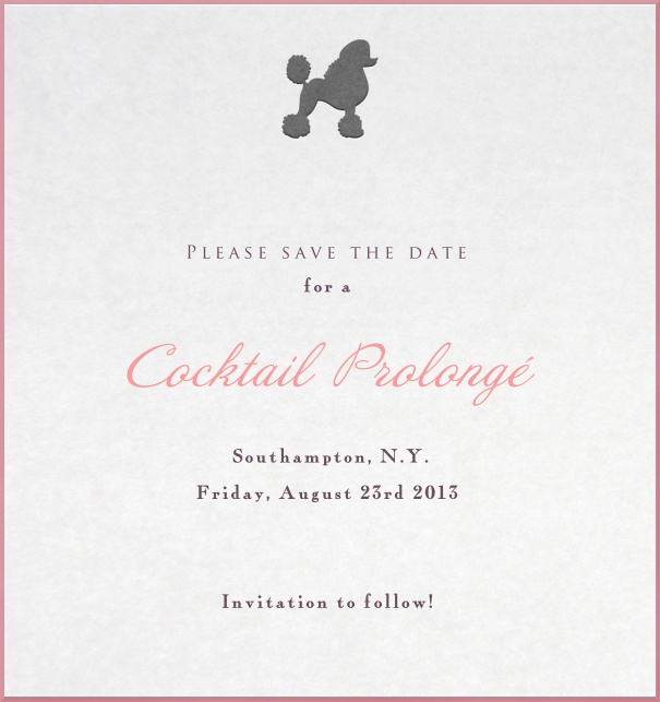 Picnic or Cocktail Save the Date Card with poodle.