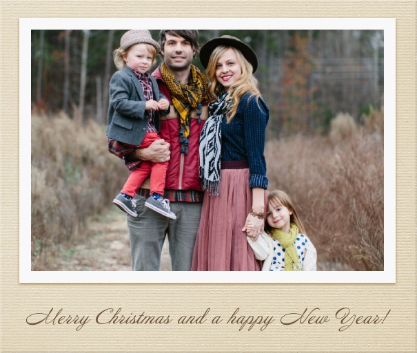 Light Brown Christmas Card with Large Photo.
