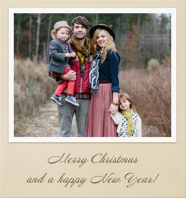 High Light Brown Christmas Card with Large Photo.