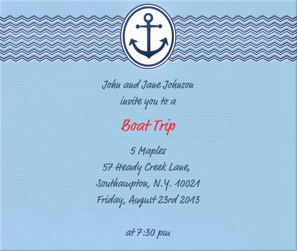 Square Blue Summer Invitation design with Nautical theme.