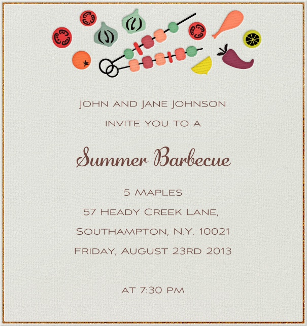 High Format Summer BBQ Invitation Design with Grey Border and Grill materials