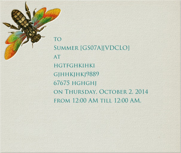 Grey Summer Wedding Card with Beetle.