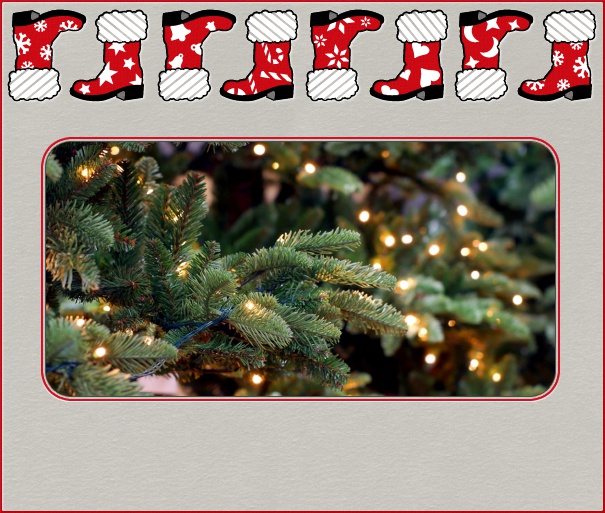 Online Christmas Card with red border and Santas Boots.
