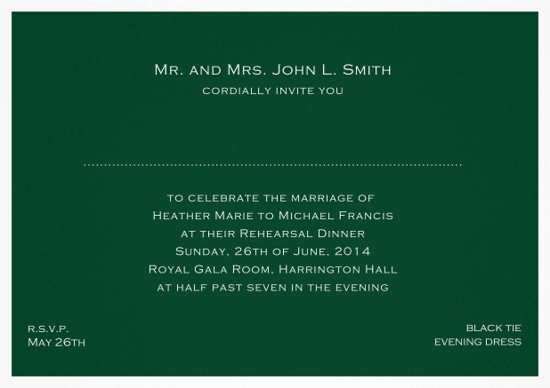 Invitation template with frame and place for guest's names - available in different colors. Green.