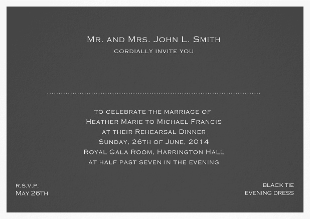 Invitation template with frame and place for guest's names - available in different colors. Grey.