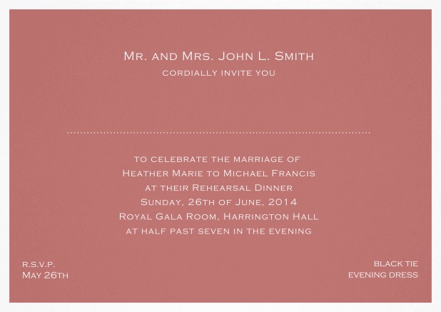 Invitation template with frame and place for guest's names - available in different colors. Pink.
