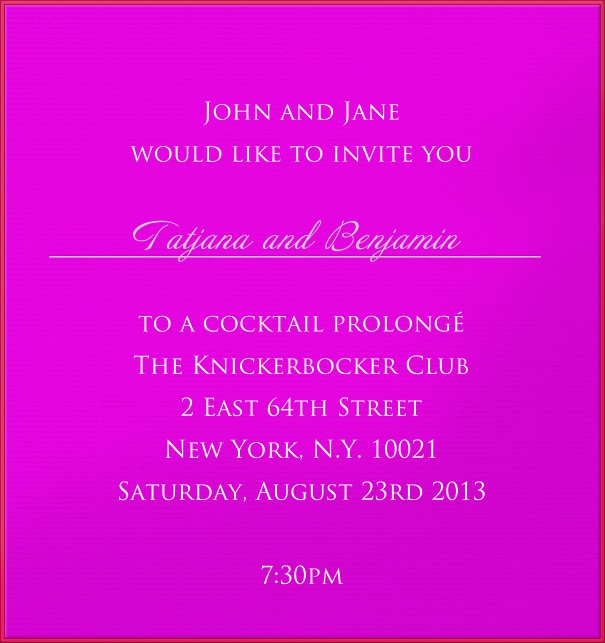 High Format Purple Neon Party Invitation template with Red Border.