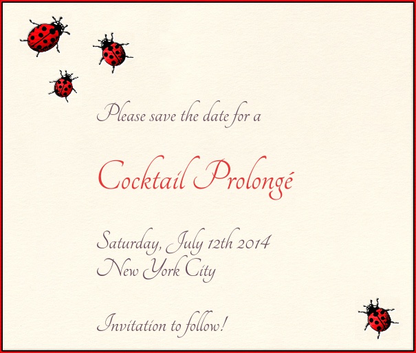 Beige Modern Birthday Party Save the Date Card with Ladybugs.